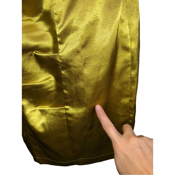 Junior’s Trixxi Strapless Pleated Stretch Empire Waist Chartreuse Dress - 5 - Picture 3 of 13